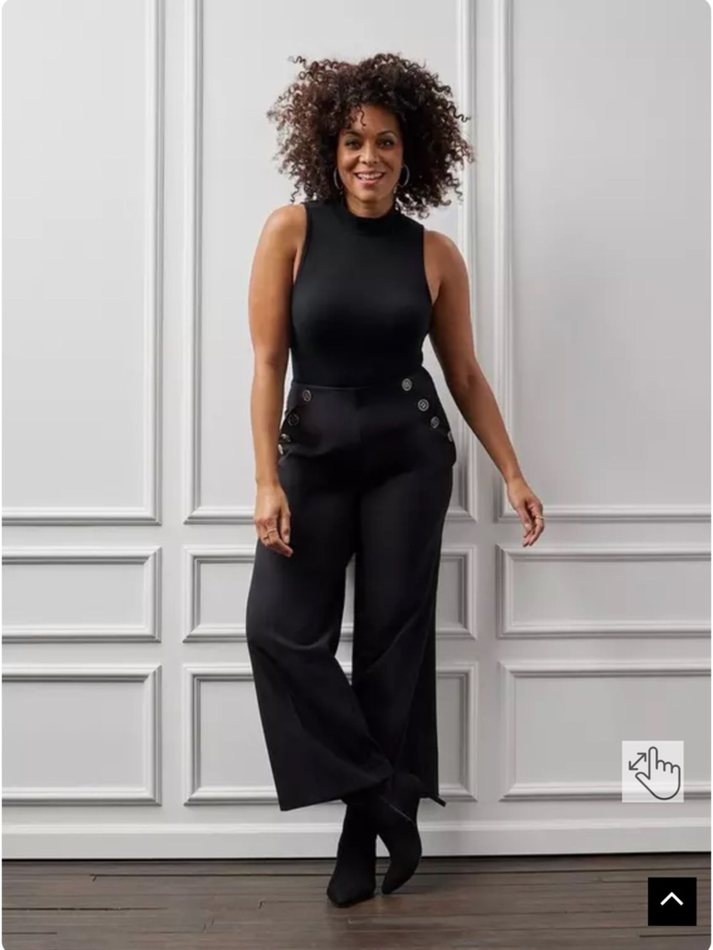 Torrid Black Nautical Wide Leg Studio Refined Crepe High-Rise Pant Size 18 Tall